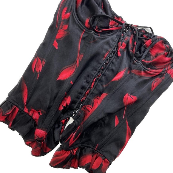 VTG 90S 100% SILK FLORAL PRINT CORSET - Picture 2 of 5